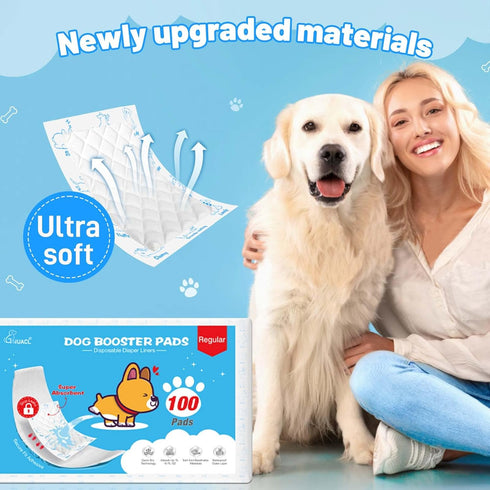 100ct Dog Diaper Liners for Dog Diapers Male and Female Super Absorption Disposable Booster Pads for Most Reusable Pet