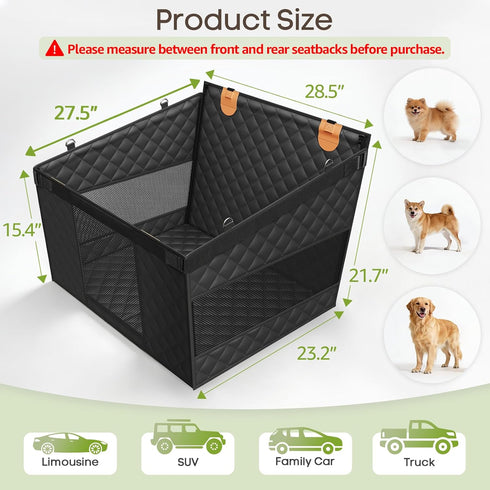 3 Dog Car Seat for Large Medium Dogs, Back Seat Extender for Pets with Hard Bottom, Strong Support Waterproof Dog Seat
