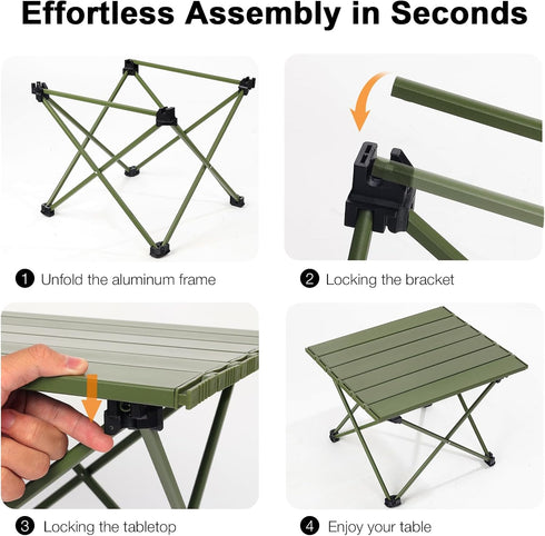Small Folding Camping Table with Carry Bag, Portable Ultralight Compact Aluminum Beach Table, Foldable Mini Collapsible