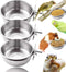 MotBach 3 Pieces Stainless Steel Bird Feeding Dish Cups, Parrot Food Water Bowls with Clamp for Pet Cage