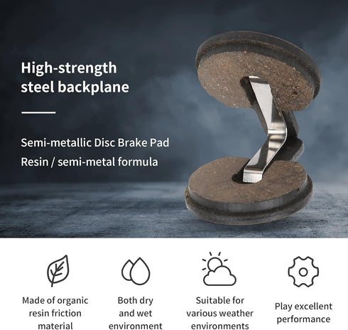 Keenso Bike Brake Pads Set, Shock Proof Resin Semi-Metal Disc Brake Pads Accessory (LE-21R)
