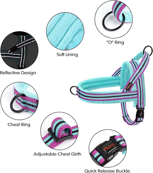 Didog Soft Flannel Padded Dog Vest Harness, No Pull Reflective Strap for Training Walking (XS:Chest 15-18")