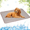 Washable Dog Cooling Mat, Portable Summer Pet Pad, Ice Silk Self-Cooling Mat for Kennel/Sofa/Bed/Floor (Coffee, 15x19in)