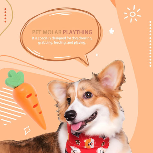 balacoo Food Dispensing Chew Toy for Dogs Interactive Carrot Shape Biting Plaything for Puppies Encourages Chewing
