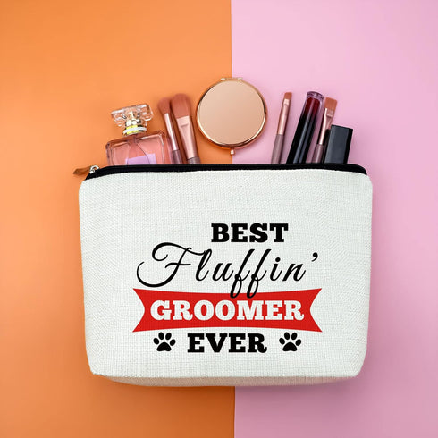 Thank You Gift for Dog Groomer, Makeup Bag for Pet Groomer, Dog Hairdresser Cosmetic Bag, Best Groomer Ever Gift