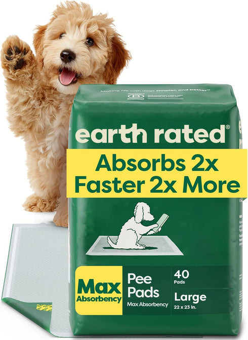 Earth Rated Puppy Pads, Max Absorbency Pee Pads for Dogs, Absorbs 2X