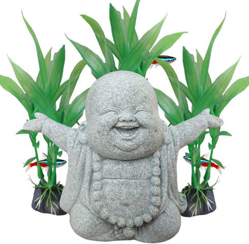 Buddha Fish Tank Decor, Asian Stone Buddha Figurines for Aquarium Zen Garden, Mini Stone Buddha Sculptures