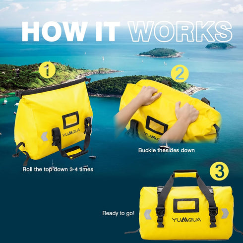 Waterproof Duffle Bag, Large Heavy Duty Travel Dry Duffel Bag for Outdoor Activities, 40L Yellow