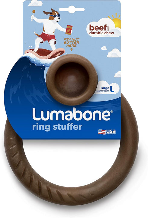 Ring Stuffer Durable Chew Toy for Aggressive Chewers, Real Beef, Made in USA, Large