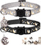 2Pcs Breakaway Cat Collars for Boy & Girl Cats, Adjustable Kitten Collars with Bell, Black + Gray