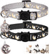 2Pcs Breakaway Cat Collars for Boy & Girl Cats, Adjustable Kitten Collars with Bell, Black + Gray