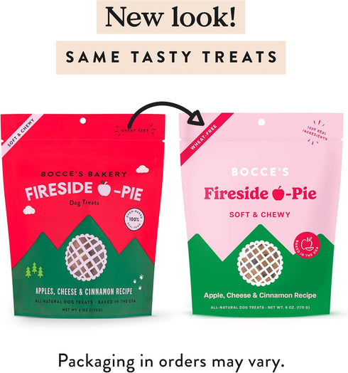 Bocce's Bakery Fireside Apple Pie Treats for Dogs, Wheat-Free, All-Natural Soft & Chewy Cookies, Made with Real