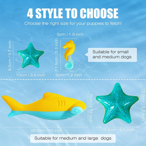 Floating Luminous Dog Toy, Squeaky Glow in The Dark Toy for Small Dogs (Kit Small Seahorse + Small Starfish)