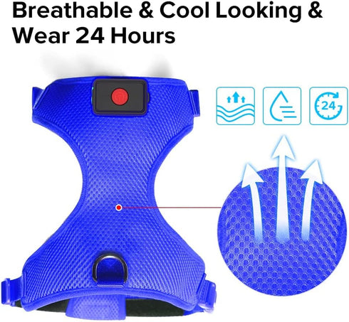 Flashseen LED Dog Harness - Lighted USB Rechargeable Pet Harness for Small, Medium, Large Dogs (Blue, L)