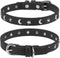 Leather Dog Collar for Puppy - Adjustable Star and Moon Studded Collars with Rust-Proof Metal Buckle and Charms, XS S