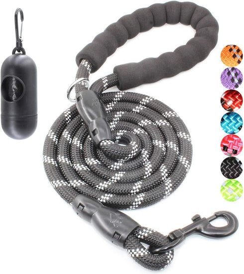 BAAPET Dog Leash with Comfortable Padded Handle, 2/4/5/6 FT for Small Medium and Large Dogs (6FT-1/2'', Black)