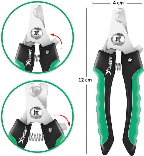 Candure Professional Dog Nail Clippers with Safety Lock, Suitable for Cats, Rabbits, and Guinea Pigs (Green, Medium to