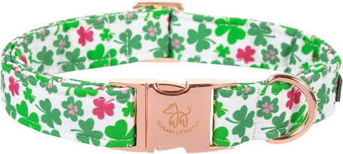 Elegant little tail Green Clover Dog Collar, St Patrick's Day Holiday Pet Collar, Adjustable Cute Puppy Collar for