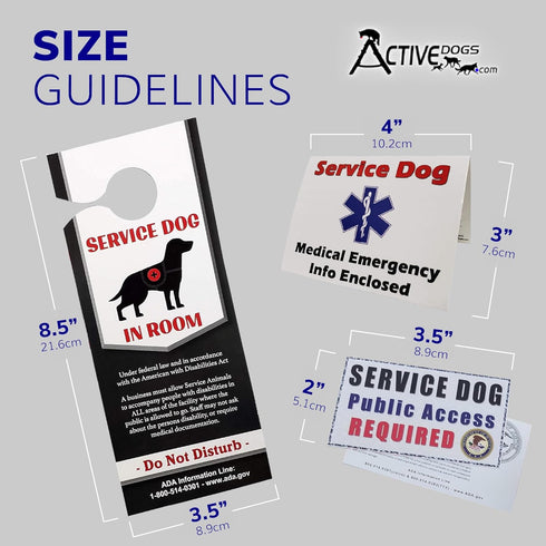 5 1 30 2024 Pack ActiveDogs Service Dog Travel Kit Standard - Service Dog Door Placards, Medical Alert Information Card