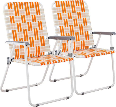 UDeuxff Folding Webbed Oversized Lawn Chairs Set of 2, 260 LBS High Beach