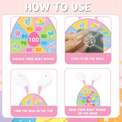 Set 12 Yquqwn Easter Dart Board Game for Kids Easter Egg Dartboard with Sticky Balls Toss Game Indoor Outdoor Family