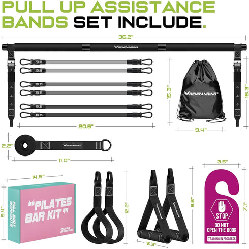 Pilates Bar Kit with Resistance Bands, Multifunctional Heavy-Duty Bar for Women & Men, Home Equipment for Workouts