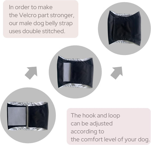 CADONO 1 Pack 3 Reusable Dog Diapers Washable Male Belly Bands for Dogs, High Absorbing Male Dog Doggie Puppy Wraps