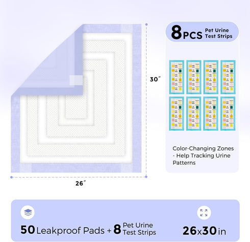 3D-Barrier 12 26"x30" 50 Counts 8 ZOMISIA Puppy Pee Pads for Dogs, Cups Absorb & Rise Puffy Gel-Wall Leak-Proof, + Pet