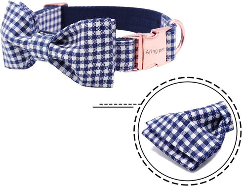 ARING PET Adjustable Dog Collar with Bow Tie, Size M for Small Medium Large Dogs, Length 13.5-22"