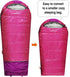 REDCAMP Kids Mummy Sleeping Bag for Camping, 3 Season Cold Weather, Fits Boys, Girls & Teens, Blue/Rose Red