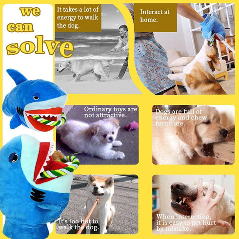 Squeaky Plush Dog Toy - Funny Stuffed Rope Toy for Small Medium Dogs, Cute Teething Chew Toy for Interactive Training