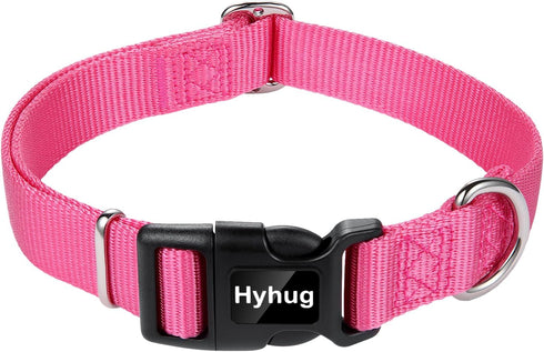 Hyhug Pets Classic Heavy Duty Collar - Solid Color Regular Collar for Large Medium Small Dogs, Candy Pink, Small