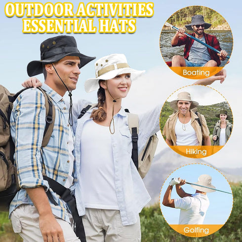 Wide Brim Breathable Fishing Hat, UV Protection Boonie Hat for Safari Hiking Beach Summer Cap