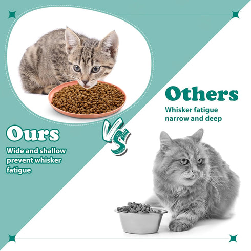 Gerrii 12 Pieces Shallow Cat Bowls, 6 Inch Wheat Straw Cat Food Dish for Kittens and Short Legged Cats