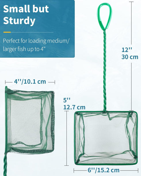 Pawfly Aquarium Fish Net with Braided Metal Handle Square Net with Soft Fine Mesh Sludge Food Residue Wastes Skimming Cleaning Net for Fish Tanks Small Koi Ponds and Pools by Pawfly