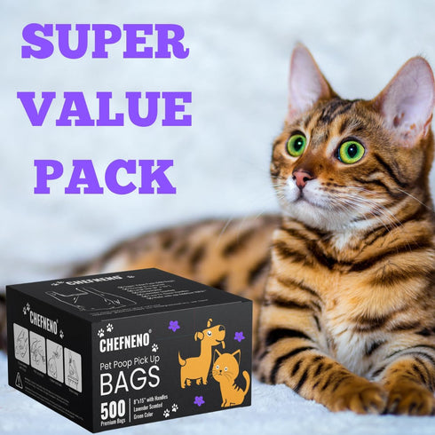 (500 (500 Cat Litter Waste Bags Biodegradable ct., Green) Bulk Dog Poop Bags with Easy Tie Handles Earth-Friendly