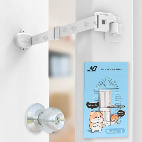 Adjustable Door Strap and Latch, Textile Cat Door Latch to Keep Dog Out of Litter Box, Economical Pet Gates, Basic 1