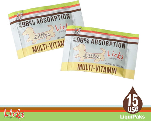 Licks Pill-Free Small Breed Dog Multivitamin, Dog Supplement with Vitamin C, D, Calcium - 10 Use Gel Packets