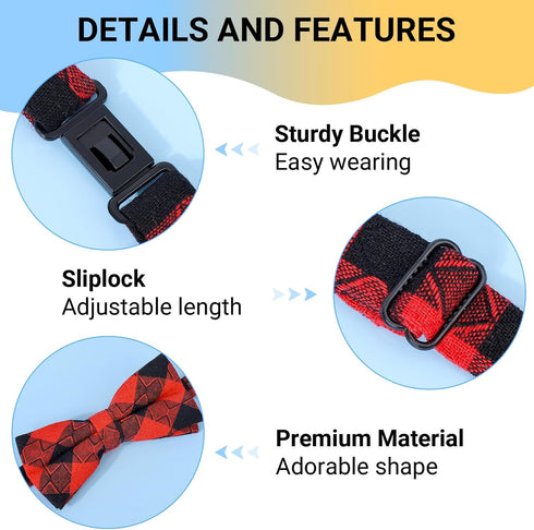 Segarty 10 PCS Puppy Bow Ties, Dog Bowtie Collar Bulk for Holiday Cat Grooming, Cute Plaid Pattern