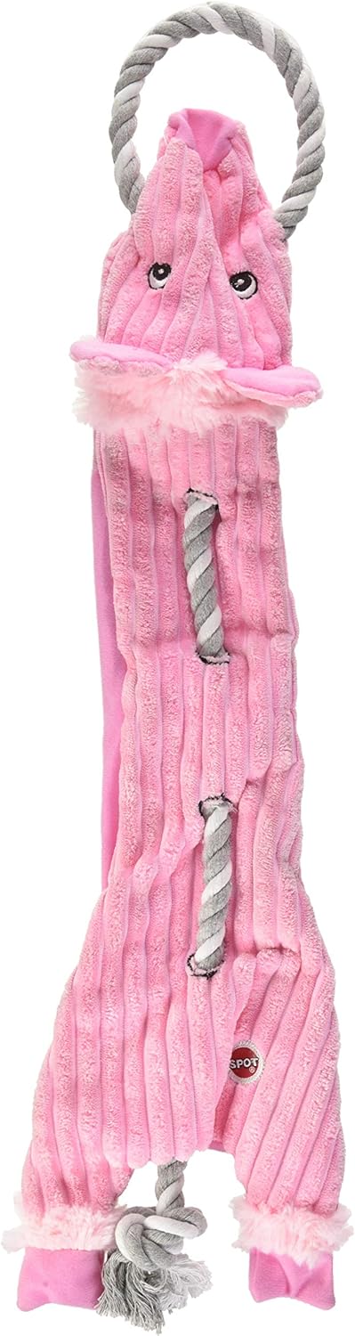 SPOT Skinneeez Barnyard Tug Dog Toy, 23 Inch, Stuffing-Free, Rope Design for Strong Chewers, Squeaker & Crinkle