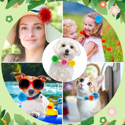 42 Pcs Dog Collar Flowers, Cute Dog Grooming Bows, Accessories for Dog Collars, Flower Bow Ties for Pets