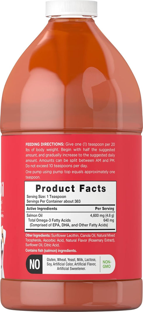 Horbaach Salmon Oil for Dogs 64 fl oz with Pump - Supports Healthy Skin and Coat, Omega 3