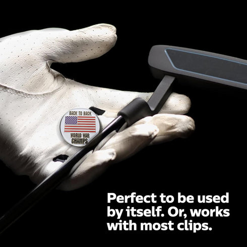 Value Pack of 3 Back to Back World War Champs Golf Ball Markers, Magnetic American Flag Golf Ball Markers