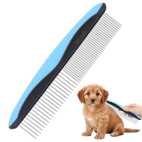 Quilax Metal Dog Comb, Stainless Steel Teeth Dematting Comb for Dogs Cats, Dog