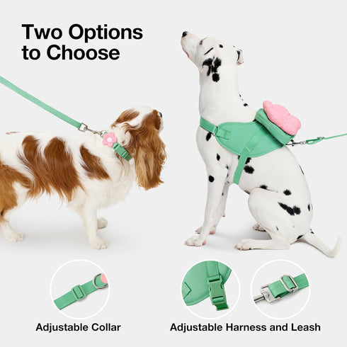 VETRESKA Flora Dog Harness, Leash and Collar Set | No Pull Vest Harness for Walking and Training, Adjustable, M