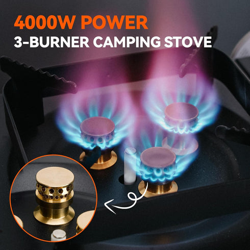 ONLYFIRE Portable Camping Stove with Carry Case, 4000W Power Butane Stove, 3 Burners for Camping, Hiking, RV Trip