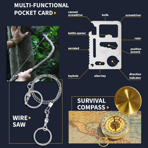 Gifts for Men, 14 Pcs Survival Kits and Equipment, Christmas Stocking Stuffers, Cool Gadgets for Camping