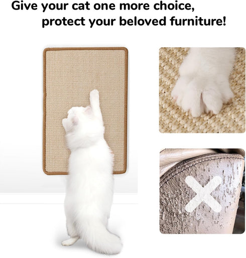 FUKUMARU Cat Scratcher Mat, 23.6 X 15.7 Inch Natural Sisal Mats, Horizontal Floor Scratching Pad, Protect Couch