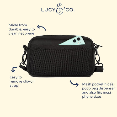 Lucy & Co. Crossbody Treat Bag, Pet Treat Pouch, Hidden Poop Bag Dispenser, Dog Accessories