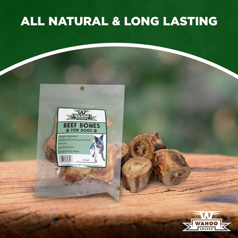 W WAHOO LOCKER 1.5in, 4 Count Wahoo Locker Smoked Beef Bones for Dogs